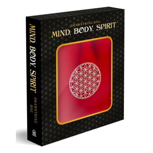 White Embroidered Flower of Life on Red Drawstring Bag (häftad, eng)