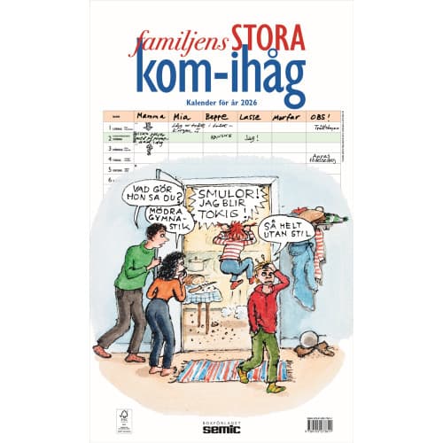 Familjens STORA kom-ihåg-kalender 2026 (bok, spiral)