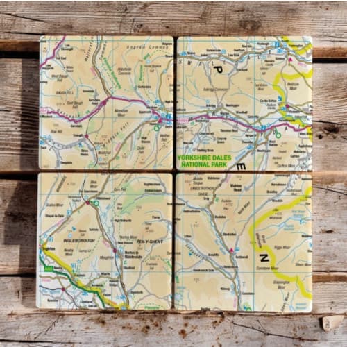 The OS Map Ceramic Four Coaster Set - Yorkshire Dales National Park
