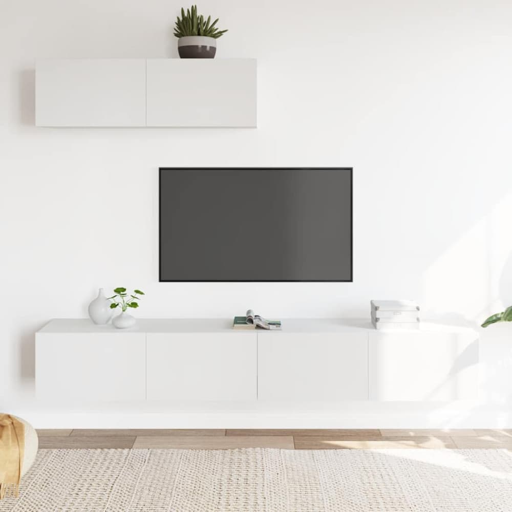 Tv-skåp 3 delar vit konstruerat trä