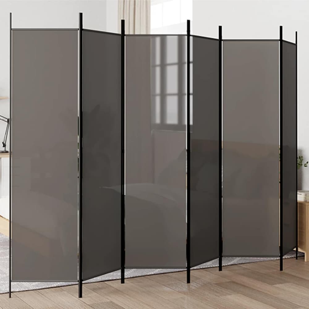 Rumsavdelare 6 paneler antracit 300x200 cm tyg