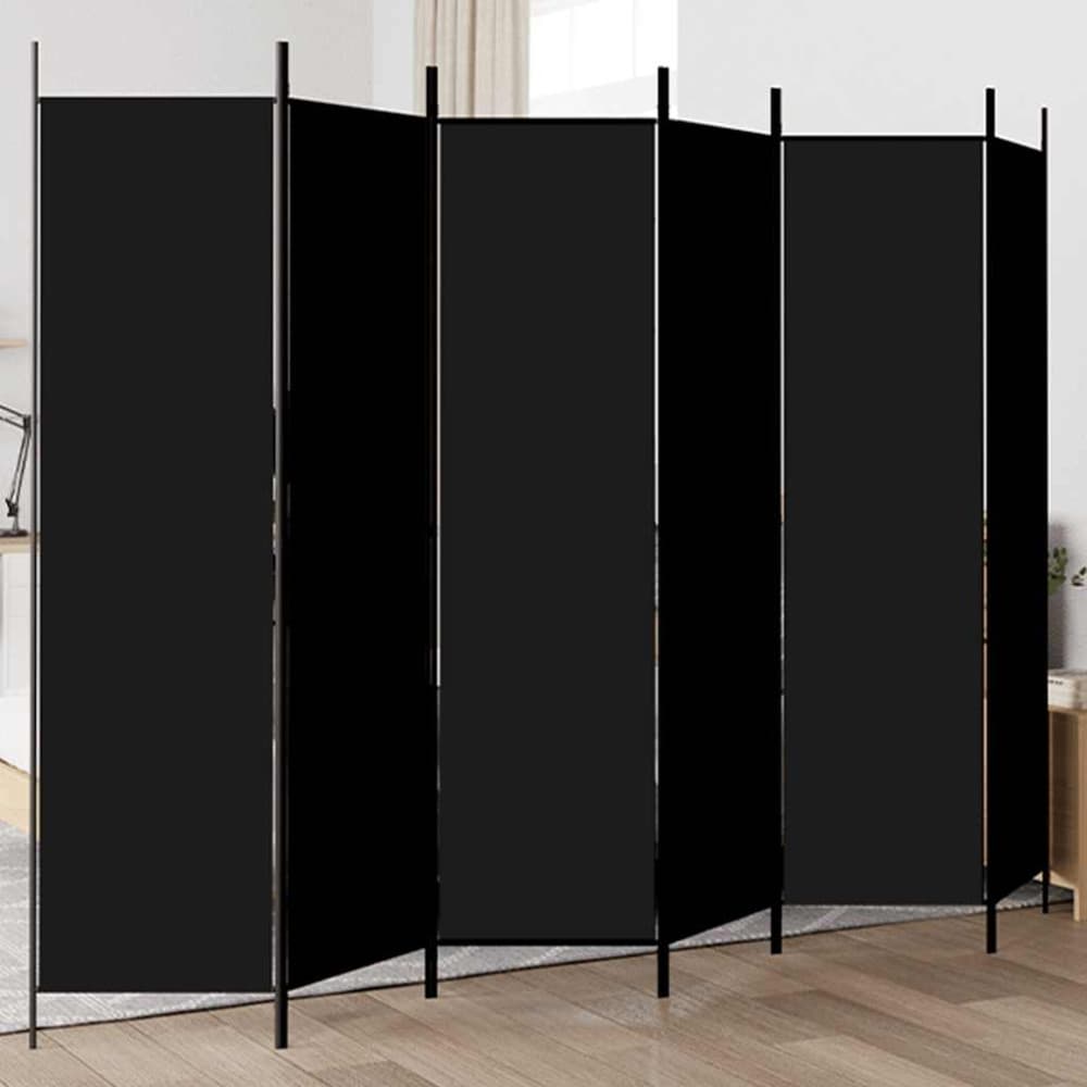 Rumsavdelare 6 paneler svart 300x200 cm tyg