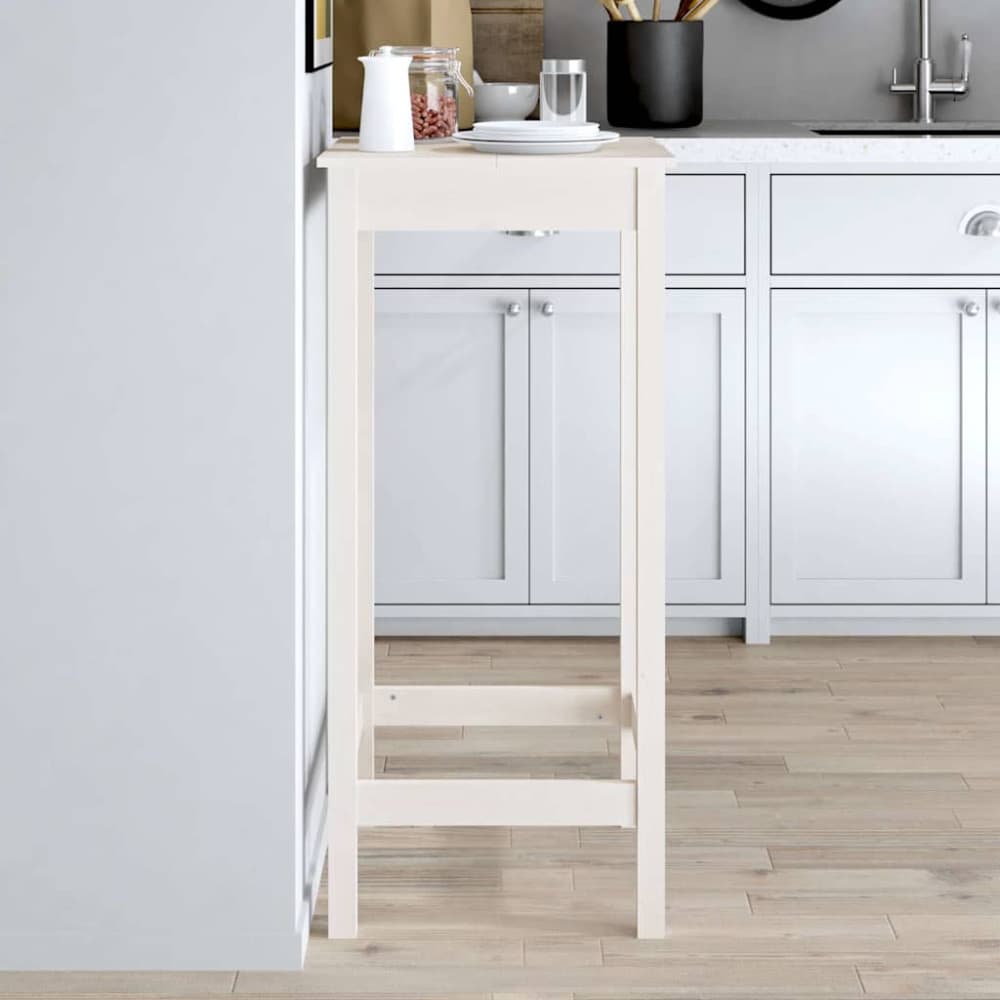 Barbord vit 50x50x110 cm massiv furu