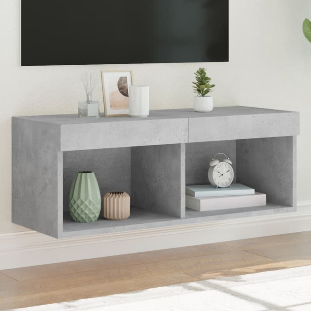 Tv-bänk med LED-belysning betonggrå 80x30x30 cm