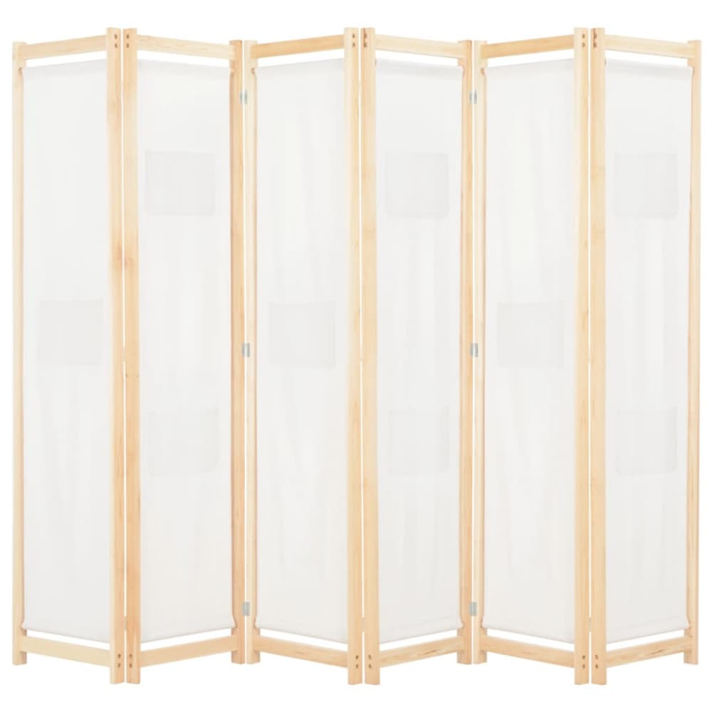 Rumsavdelare 6 paneler 240x170x4 cm gräddvit tyg