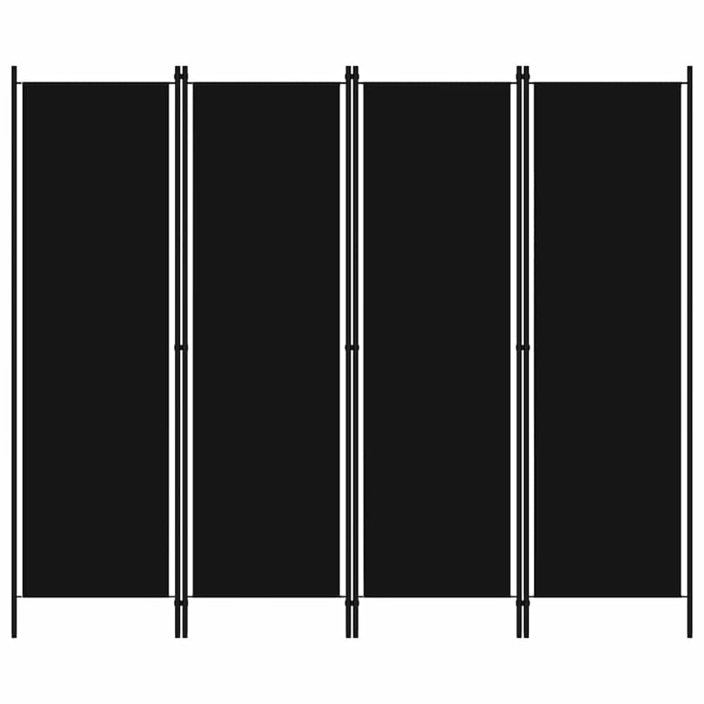 Rumsavdelare 4 paneler svart 200x180 cm