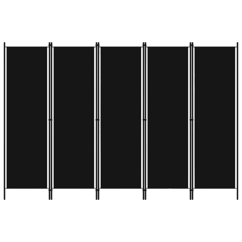 Rumsavdelare 5 paneler svart 250x180 cm