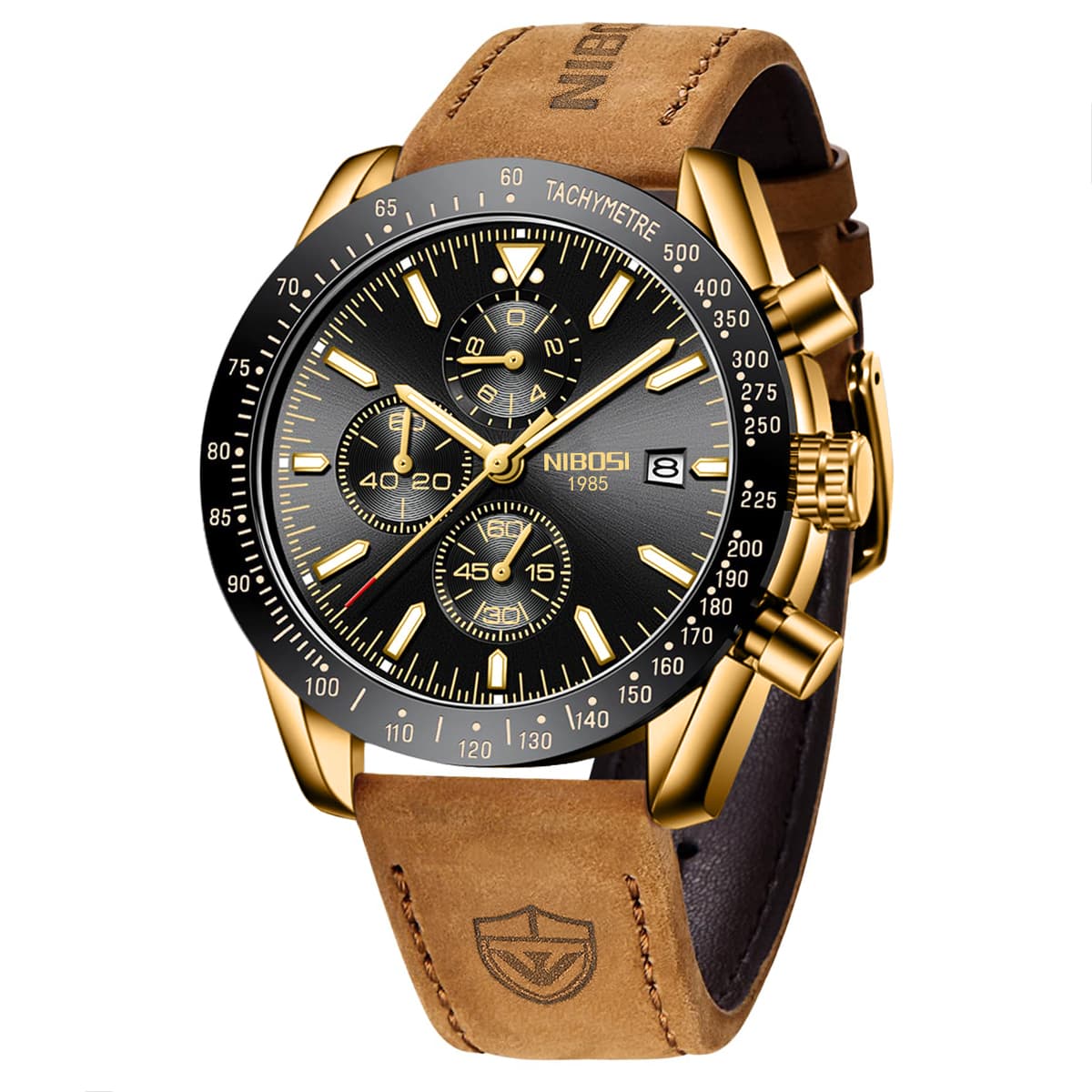Nibosi Trackmaster Gold Black Leather view 2