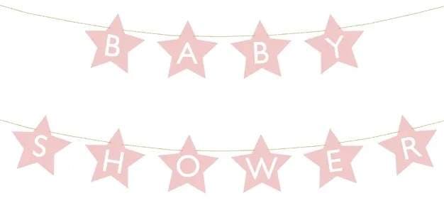Stjärnformad Baby Shower-banderoll ljusrosa