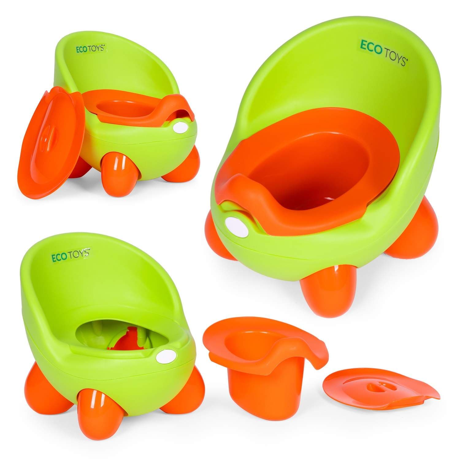 Potttoalettsits för barn, avtagbar insats, halkfria ben, grön, ECOTOYS