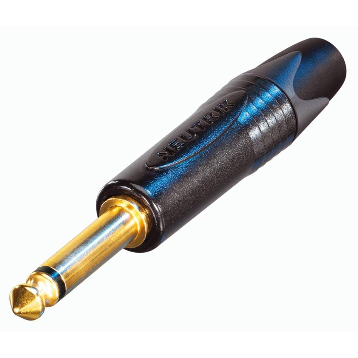 2-stifts 1/4" professionell jackplugg, guldkontakter, svart hölje