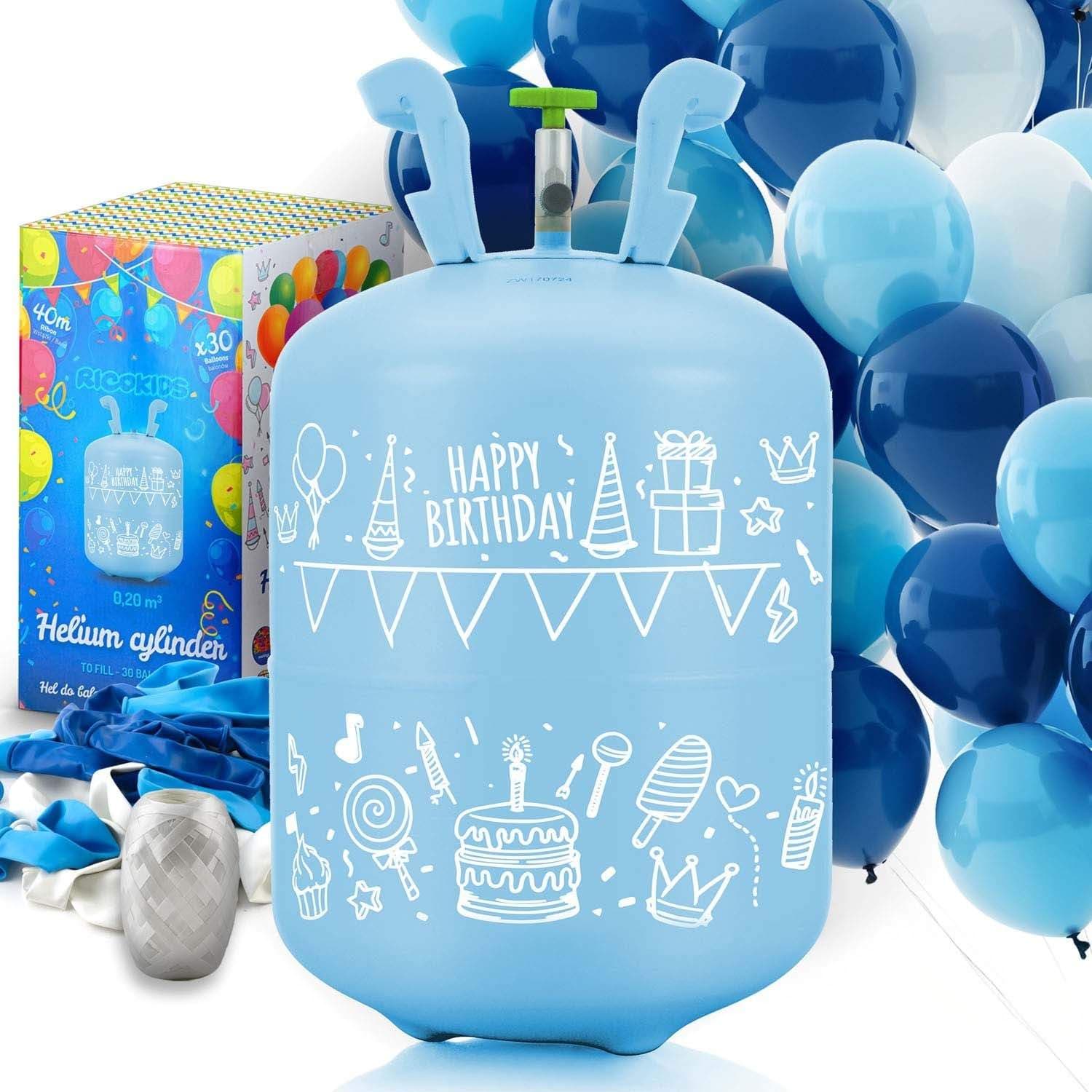 Heliumcylinder 0,20 m3 med ballonger och band Ricokids
