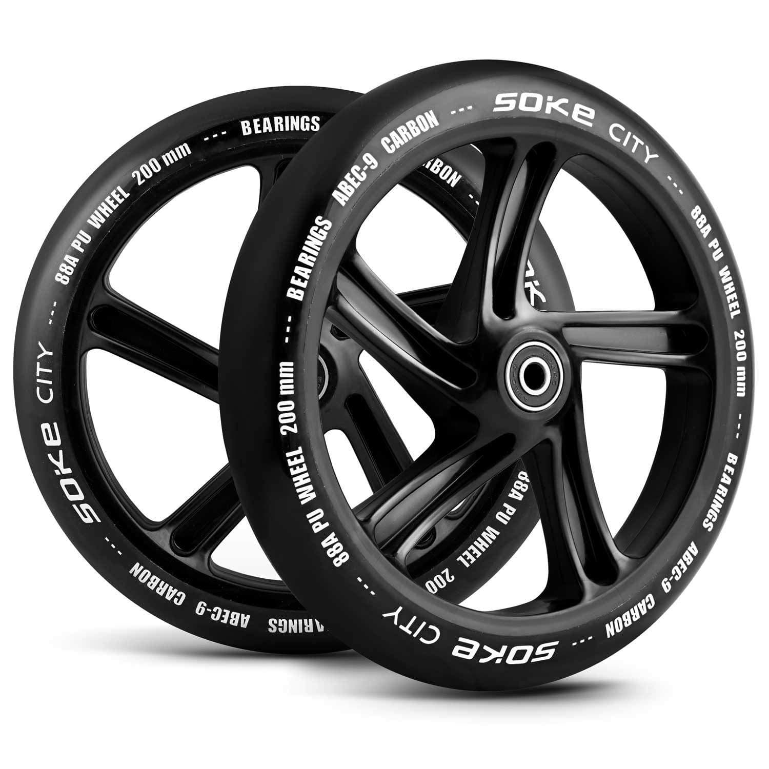 Stadsscooterhjul 200 mm Svarta 2-pack