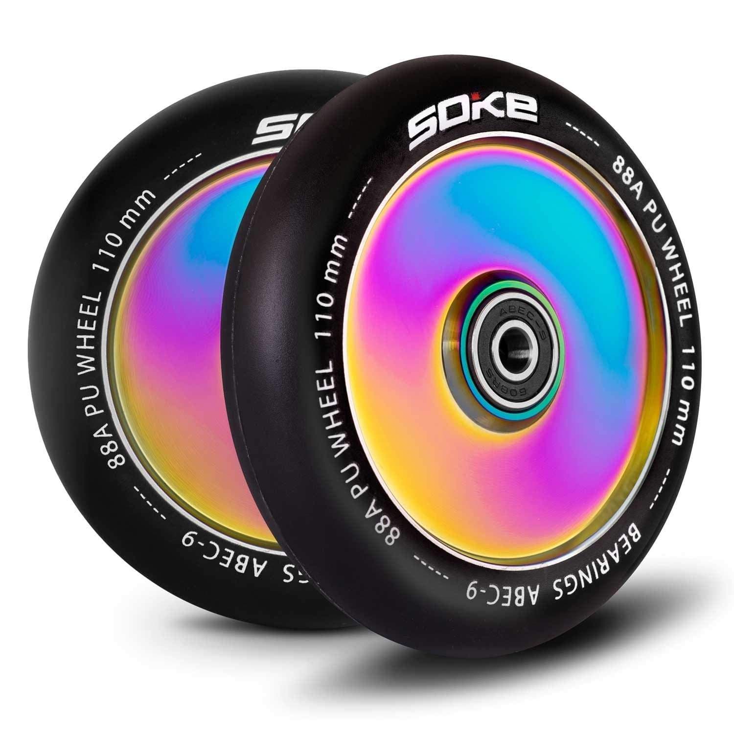 Regnbågsfärgade 110 mm Fulla Scooterhjul, 2-pack