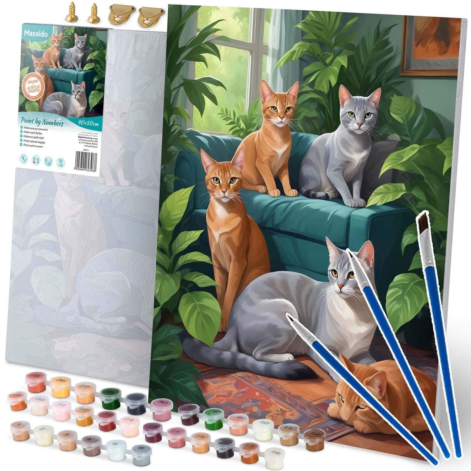 Målning efter siffror 40x50 cm Massido Cats