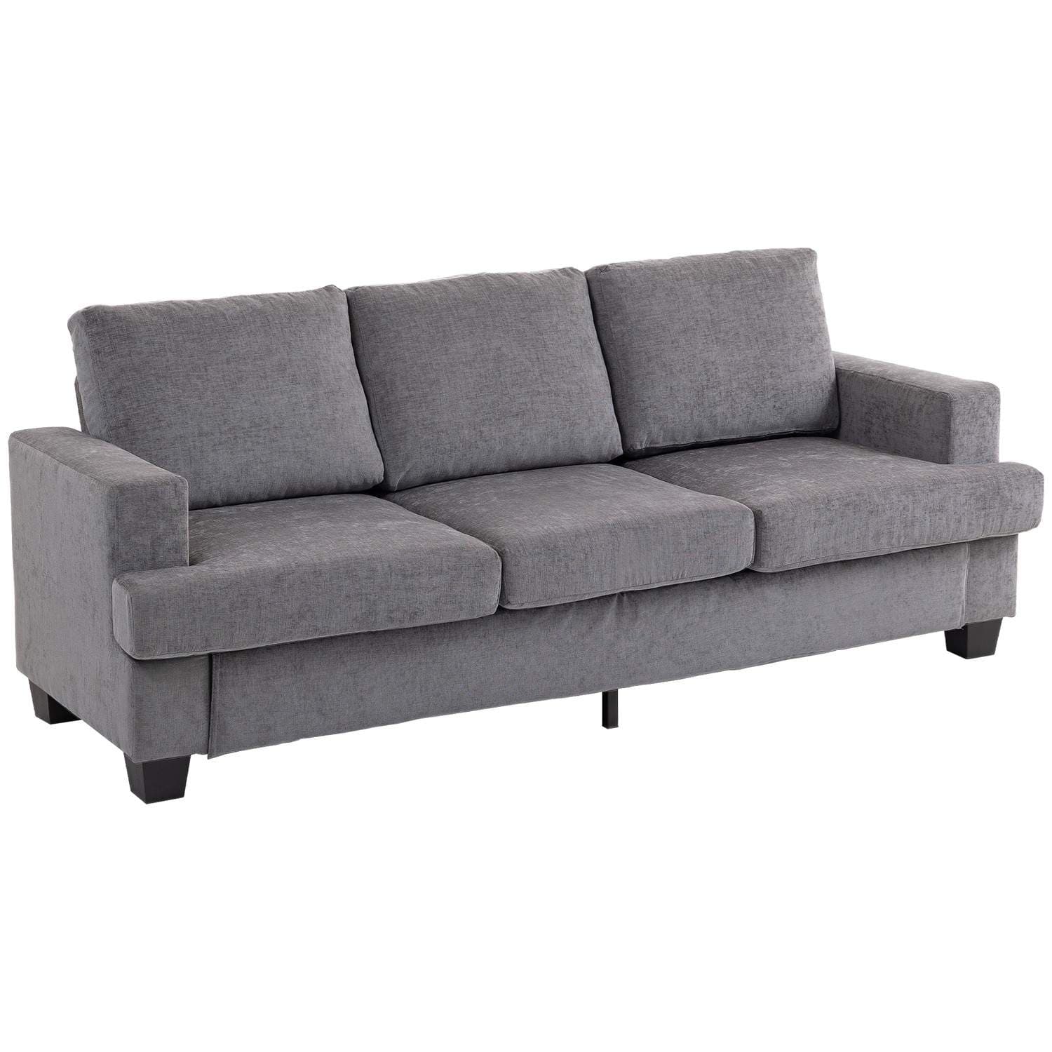 3-sits soffa, grått chenilletyg, stålstomme