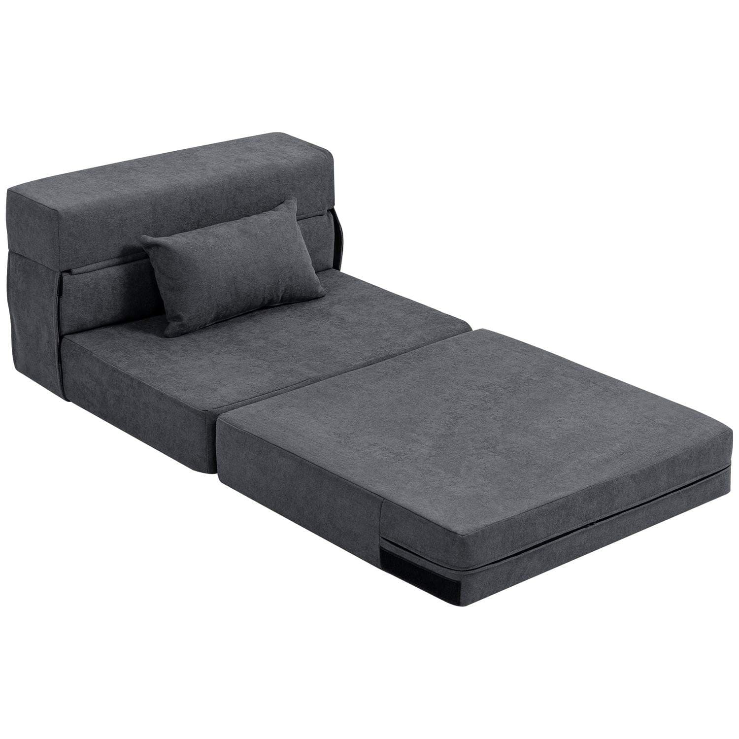 Bäddbar bäddsoffa – mörkgrå, skum, flanell