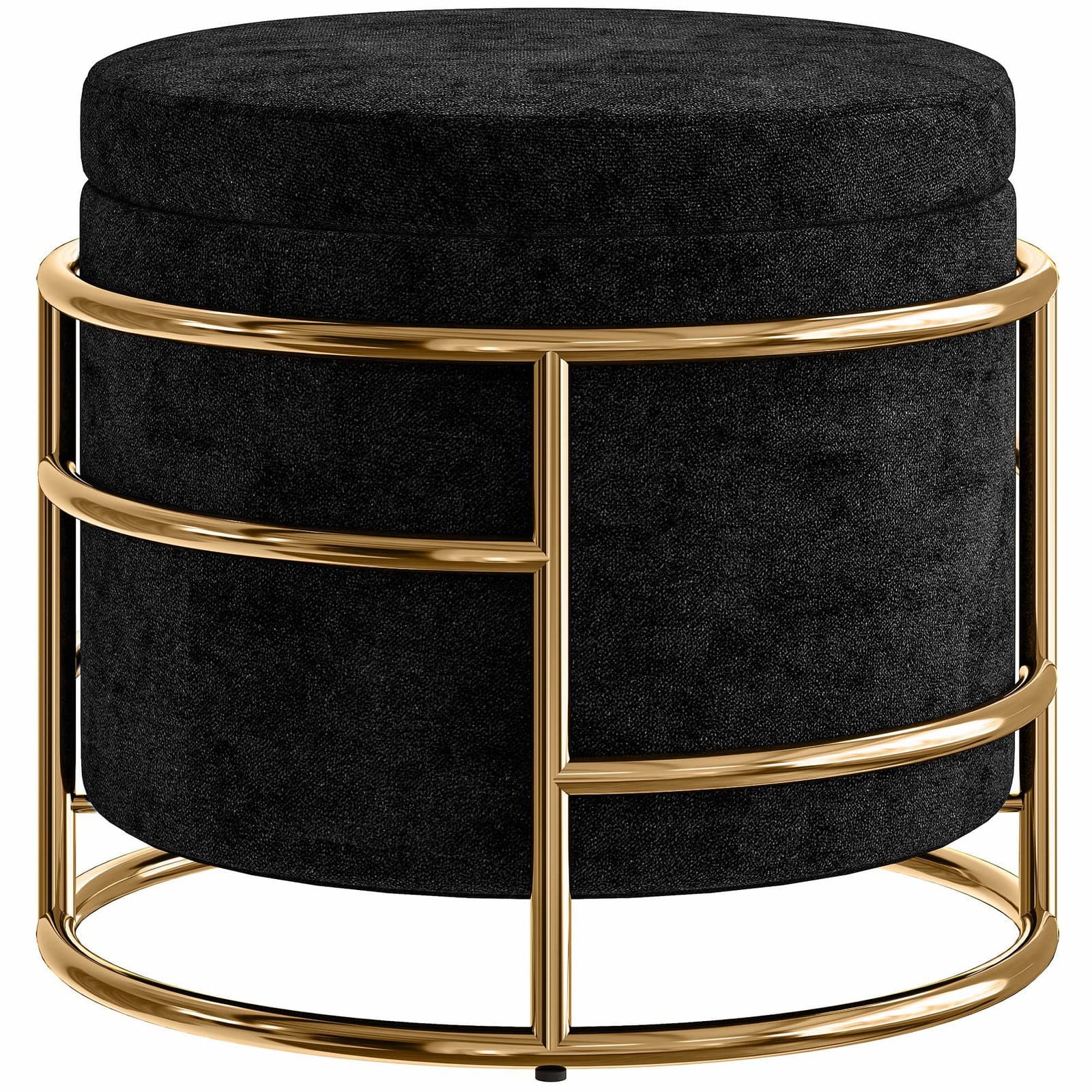 Black Velvet Storage Ottoman – 24L dolt fack