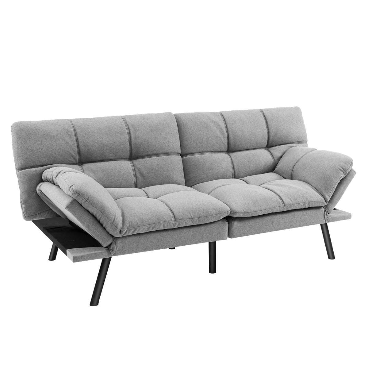 Cabriolet grå futon bäddsoffa – justerbar rygg och armar view 2