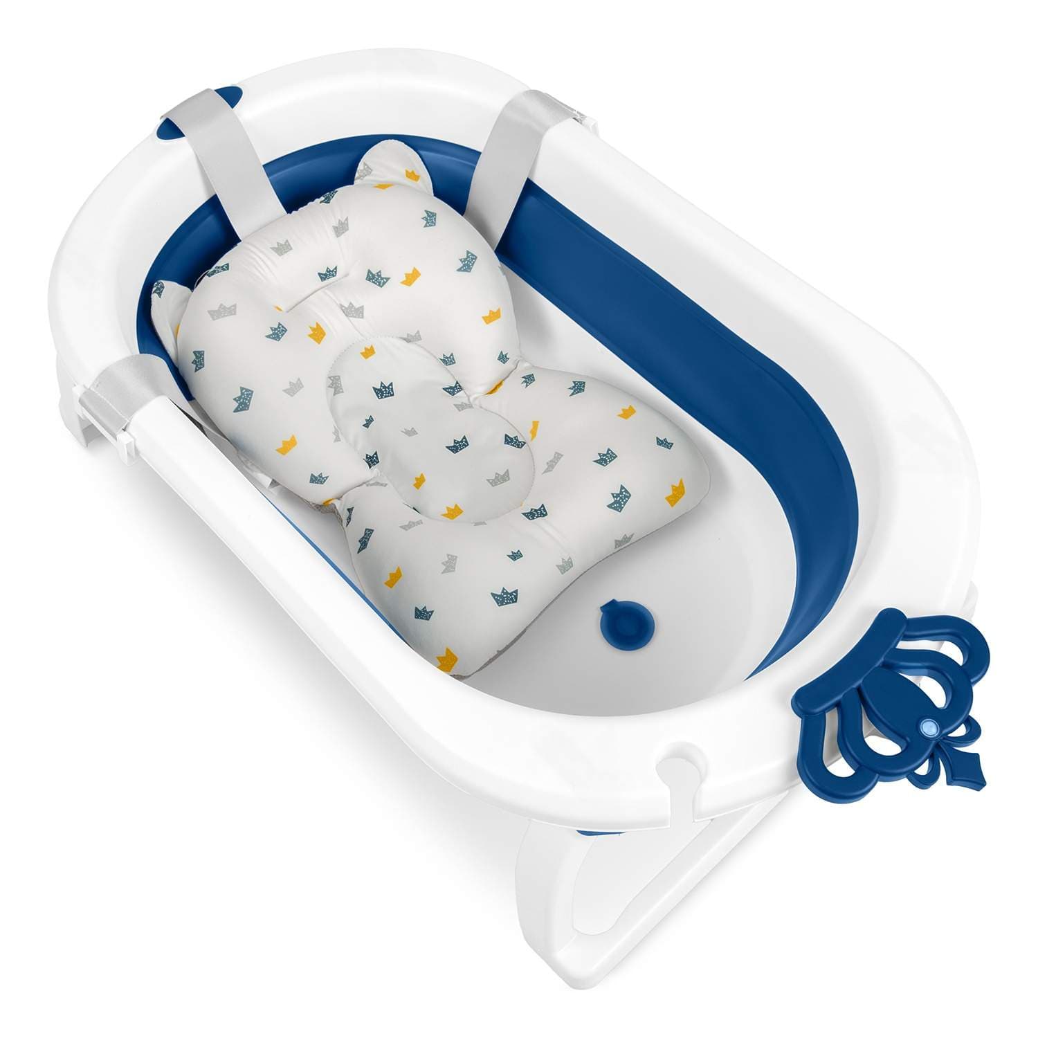Vikbart babybadkar med insats – Vit & Blå view 2