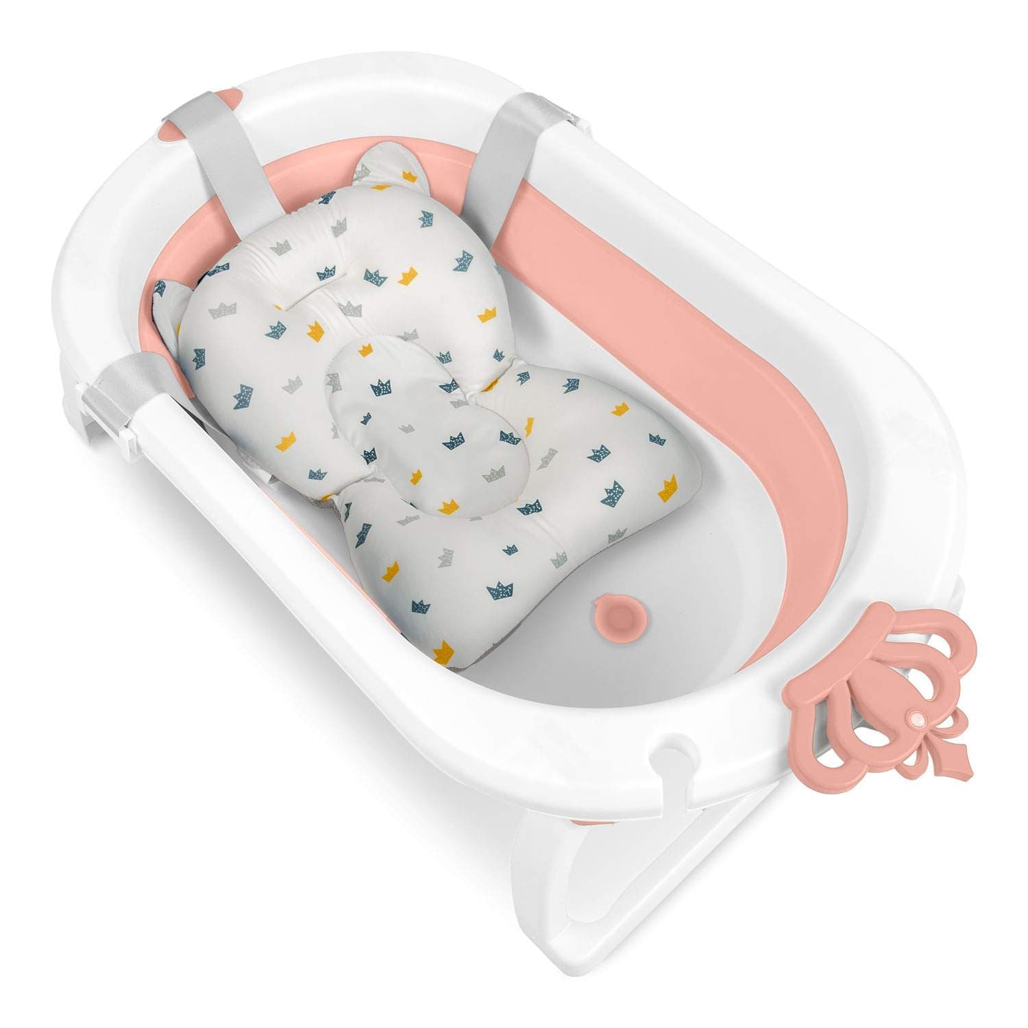 Vikbar babypotta med inlägg – Vit & Rosa view 2