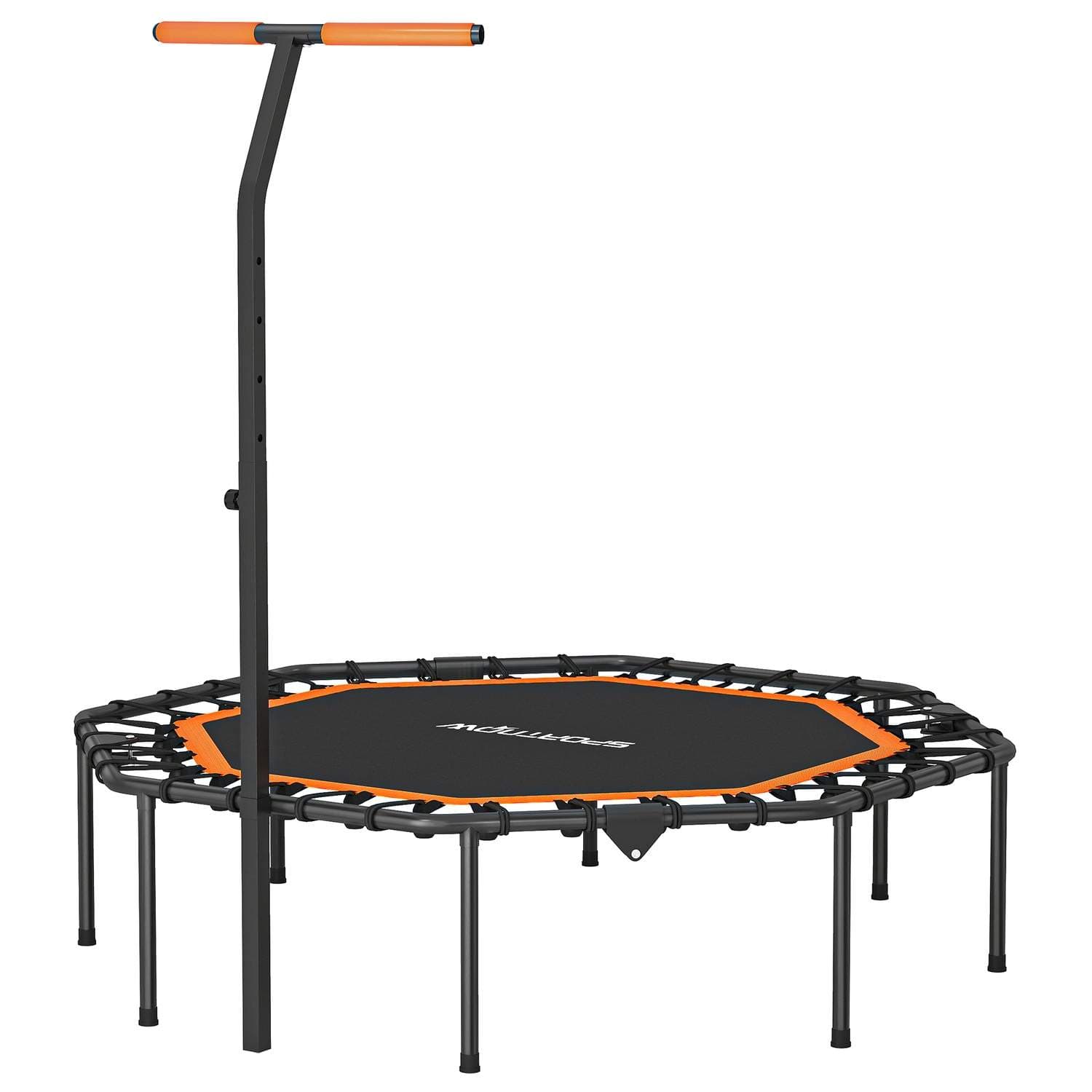 Fitnesstrampolin med justerbart handtag, tyst och robust