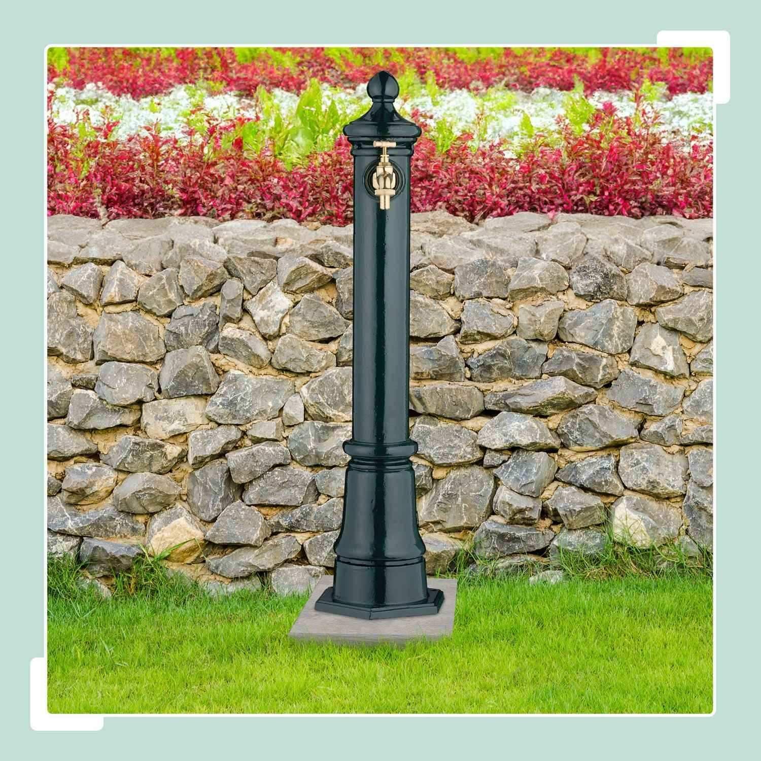 Antik trädgårdsfontän i metall – 80 cm, dekorativ pelare view 2