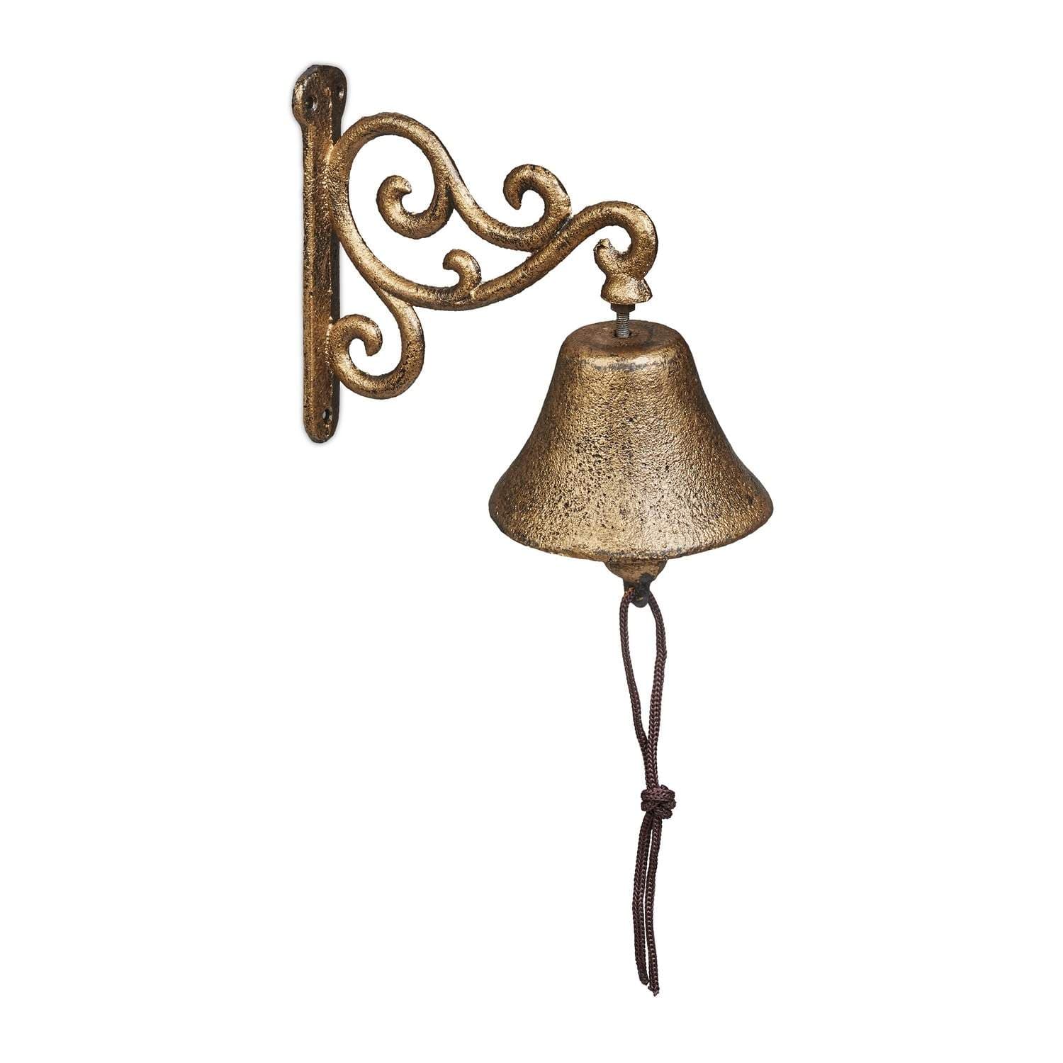 Dörrklocka i gjutjärn – guldfinish, vintage berlock