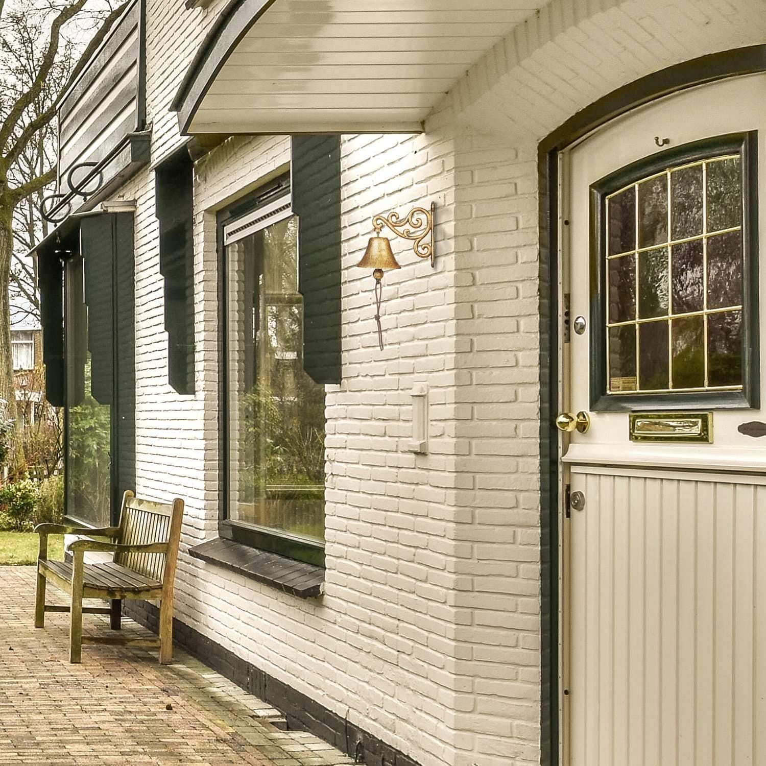 Dörrklocka i gjutjärn – guldfinish, vintage berlock view 2