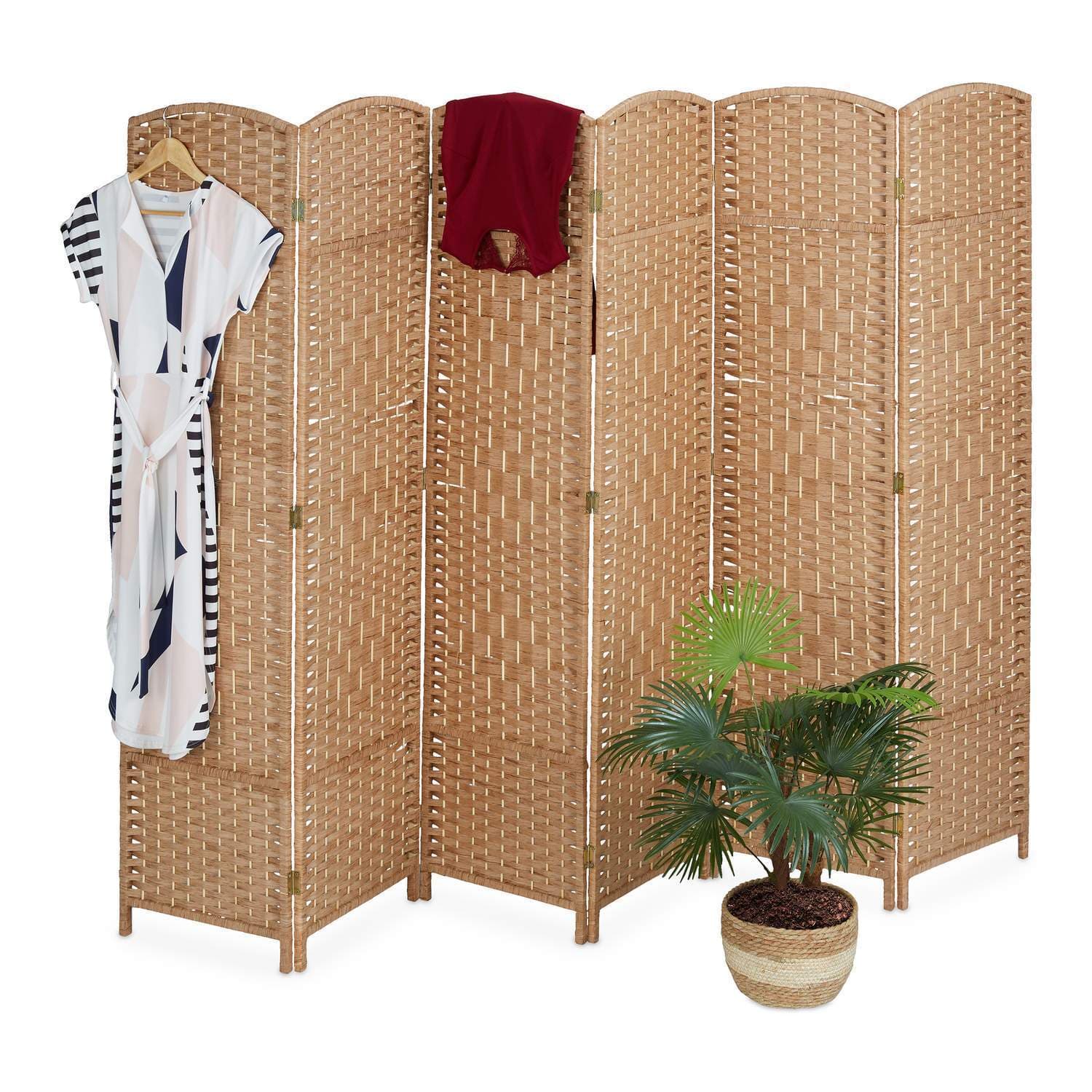 6-panels naturlig vikskärm – rumsavdelare