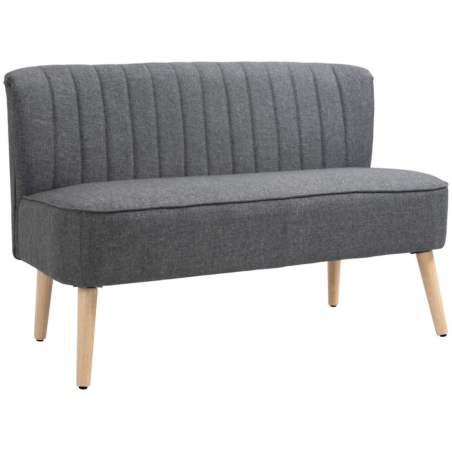 Grå 2-sitssoffa – linne-look, träram, 117 cm