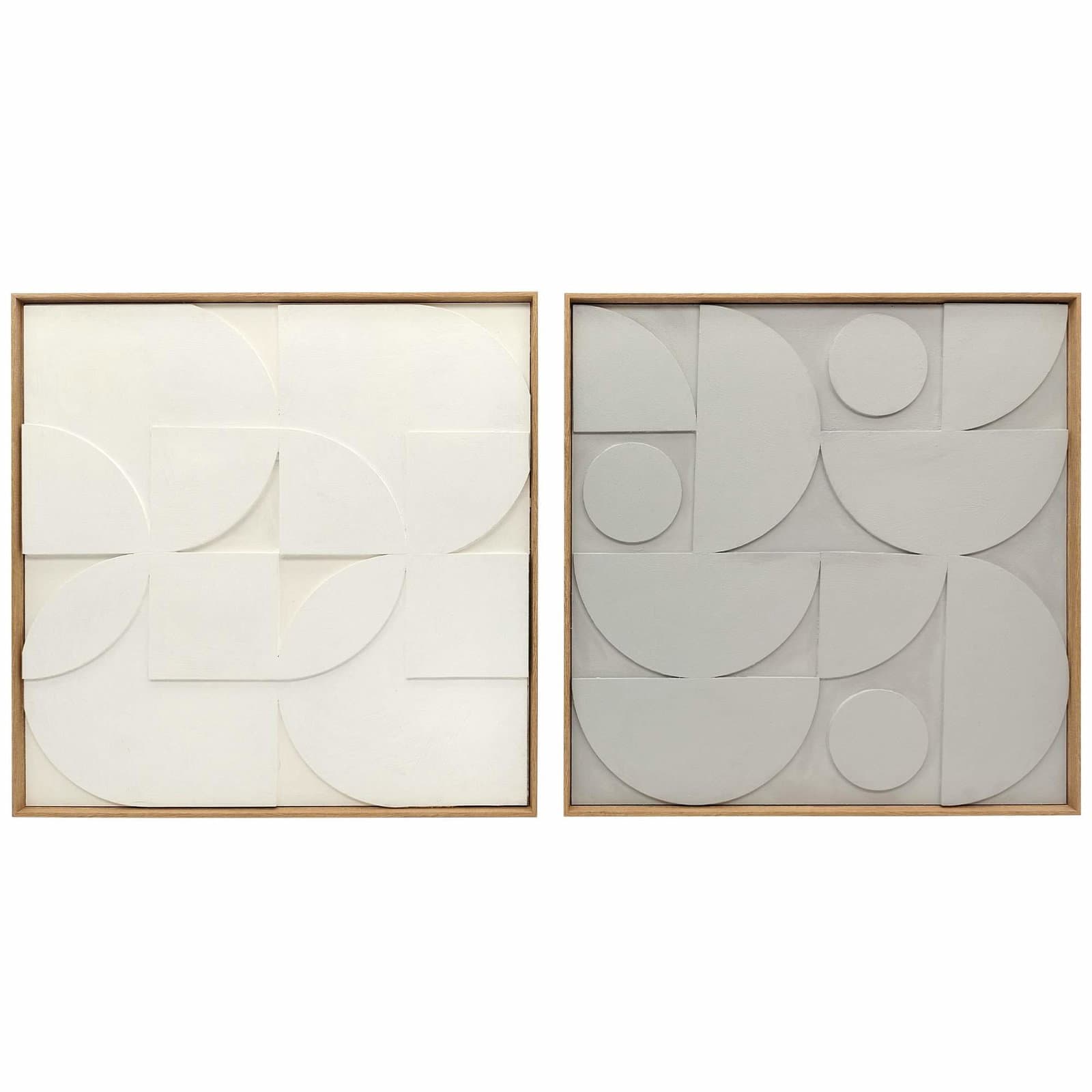 3D Geometrisk Väggkonst Set – Modern Vit, 80 x 80 cm