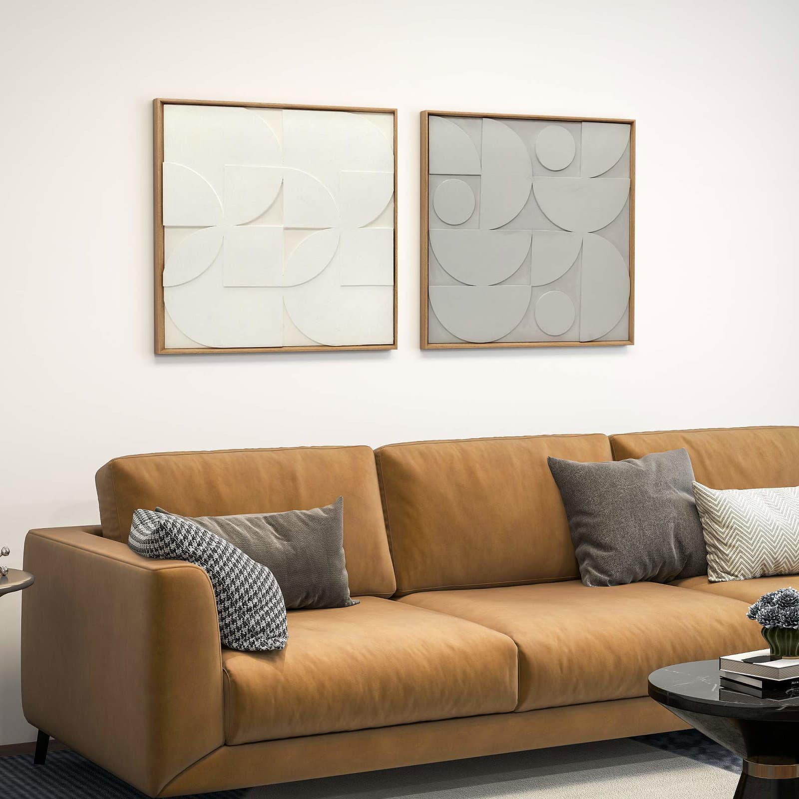 3D Geometrisk Väggkonst Set – Modern Vit, 80 x 80 cm view 2