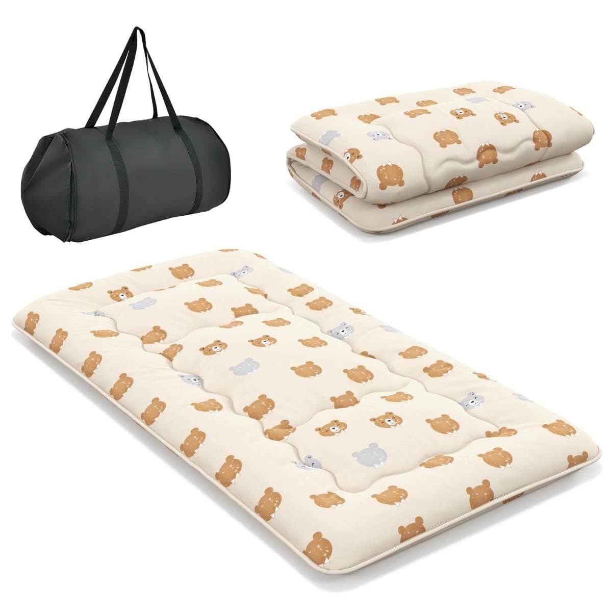 Japansk futonmadrass – 90x200 cm, tvättbart överdrag, bärbar