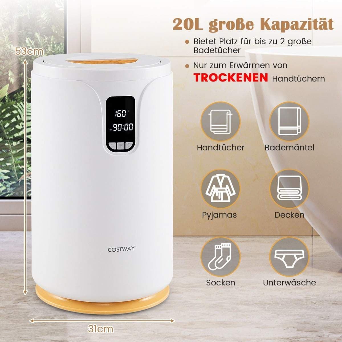 20L handduksvärmare hink med LED och aromhållare view 2