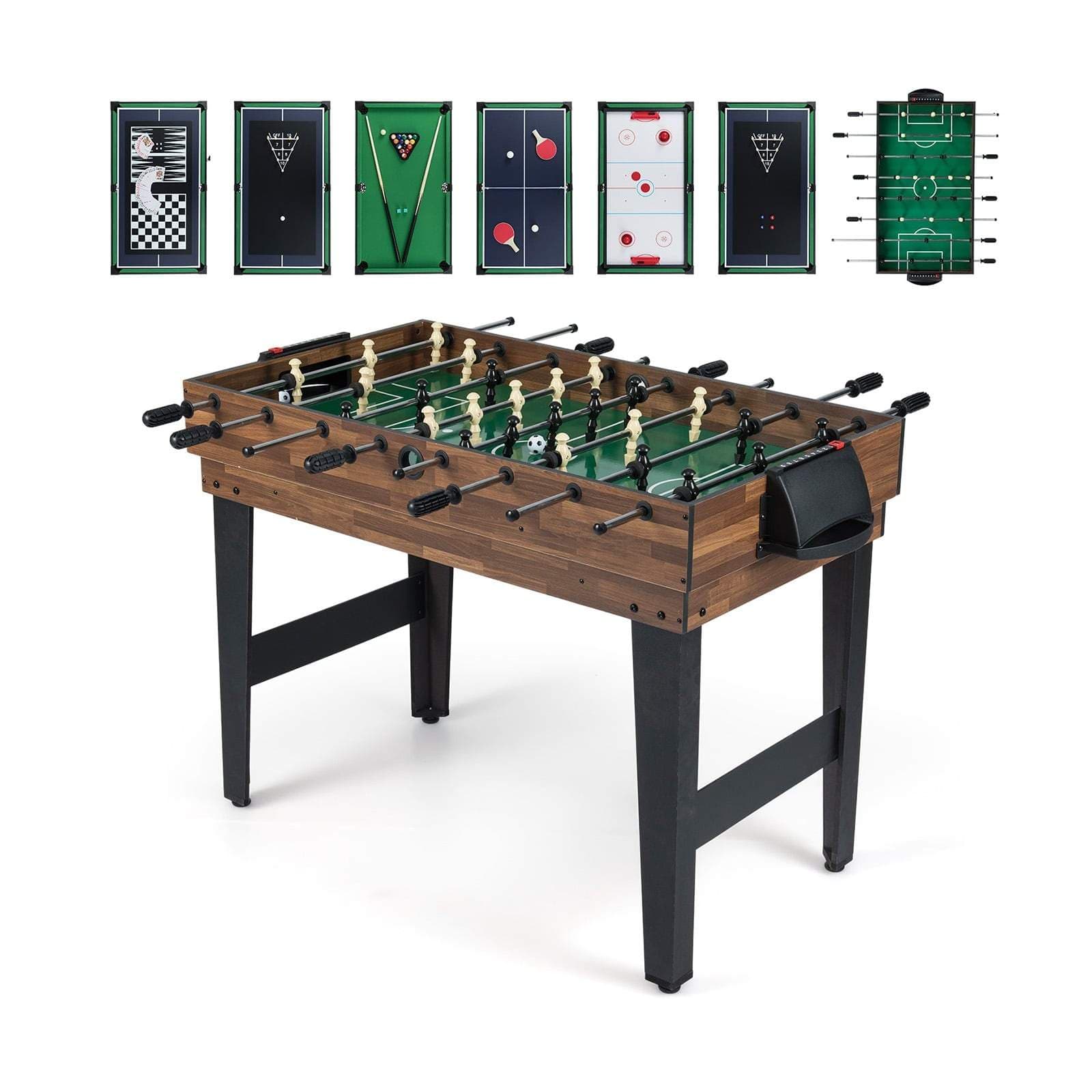 10-i-1-spelbord – Bordfotboll, airhockey, biljard