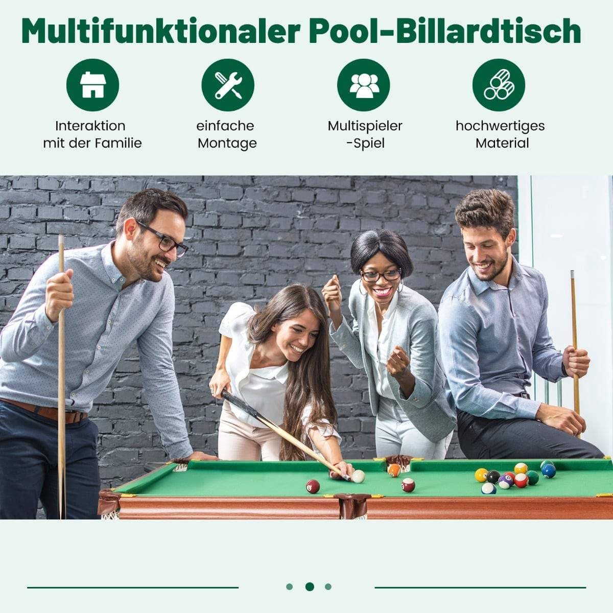 Hopfällbart biljardbordsset – kompakt, hållbart, 138 cm