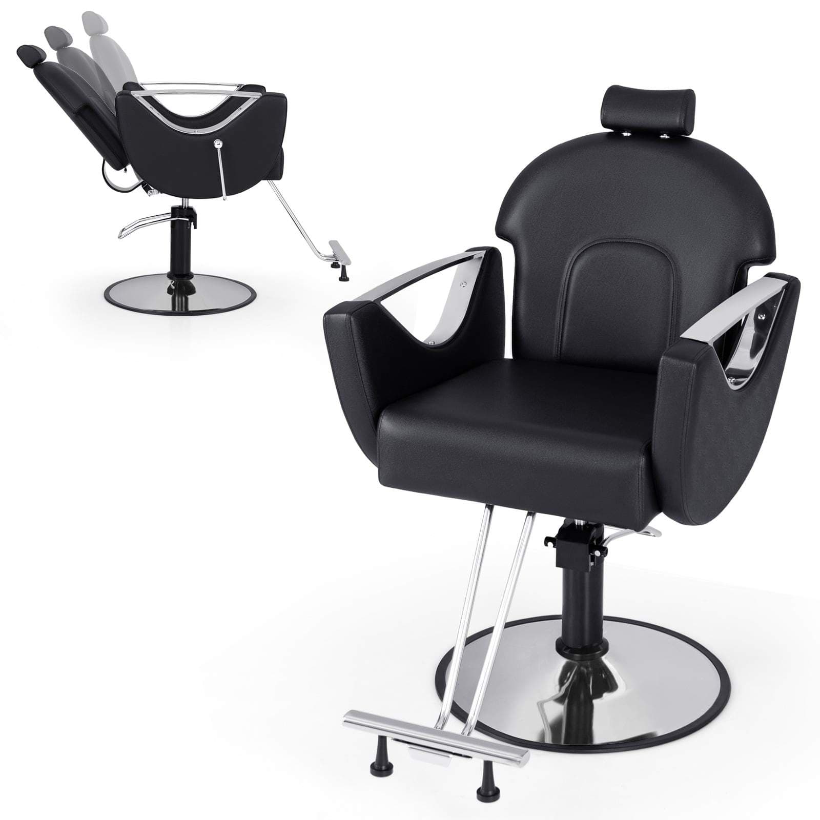Justerbar salongsstol med nackstöd och 360 graders vridning – Svart