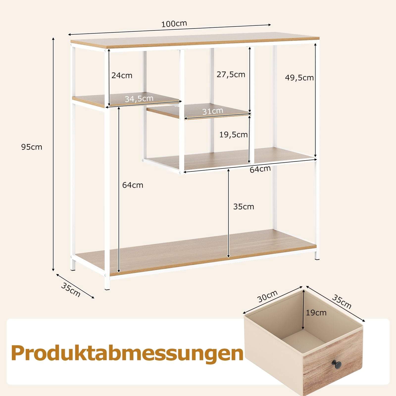 Konsolbord med förvaring – industriell stil, tyglåda view 2