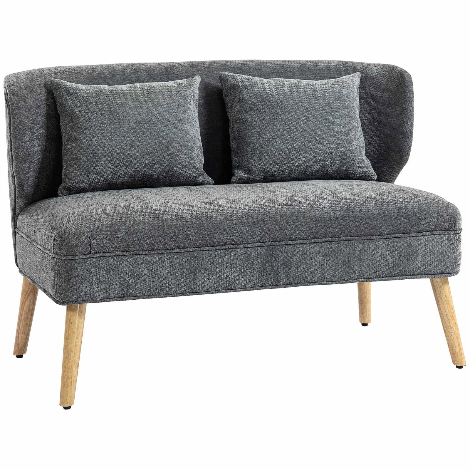 Kompakt 2-sits chenillesoffa, vingrygg, grå