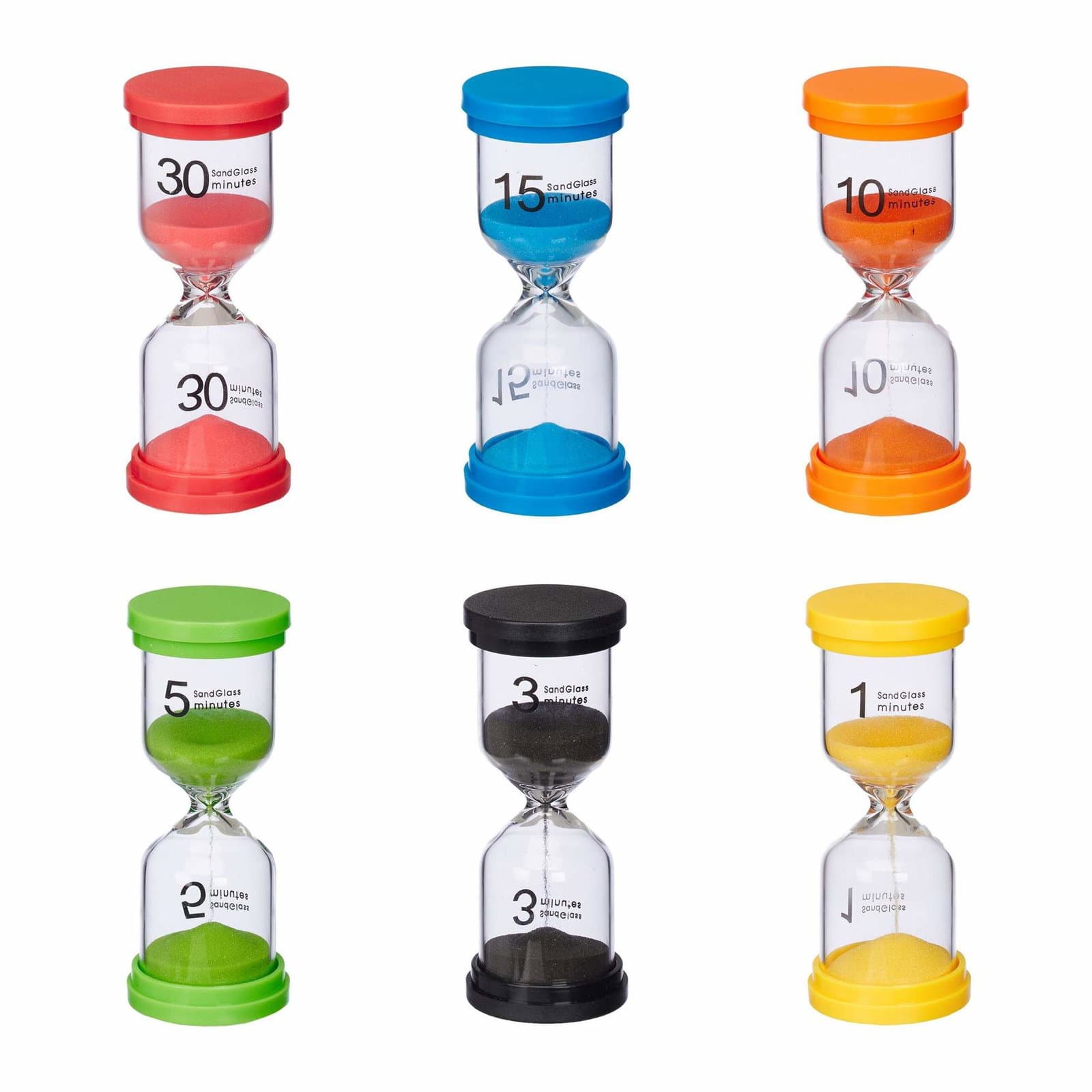 set med 6 timglas för barn