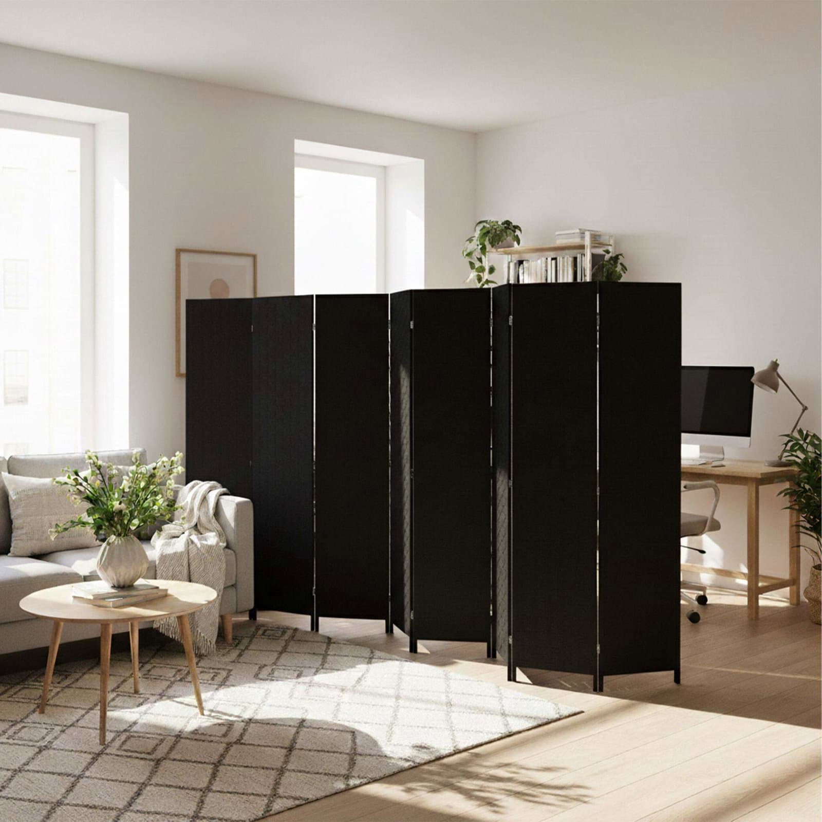 Hopfällbar rumsavdelare med 8 paneler – Elegant rumsavdelare view 2
