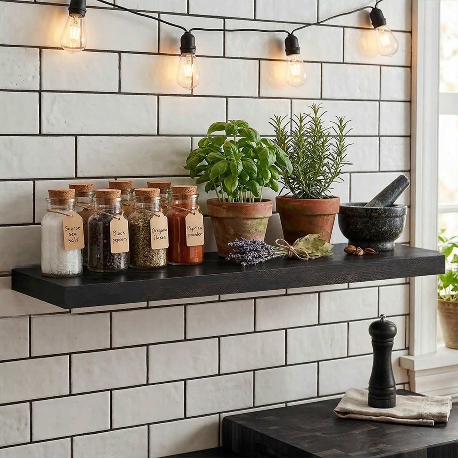 Vägghylla med metallfäste – Snygg förvaringslösning view 2