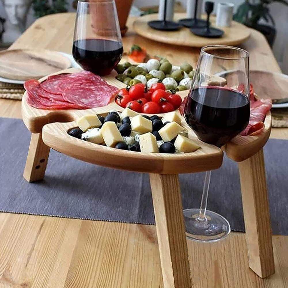 Hopfällbart Vinbord för Picknick - Trä