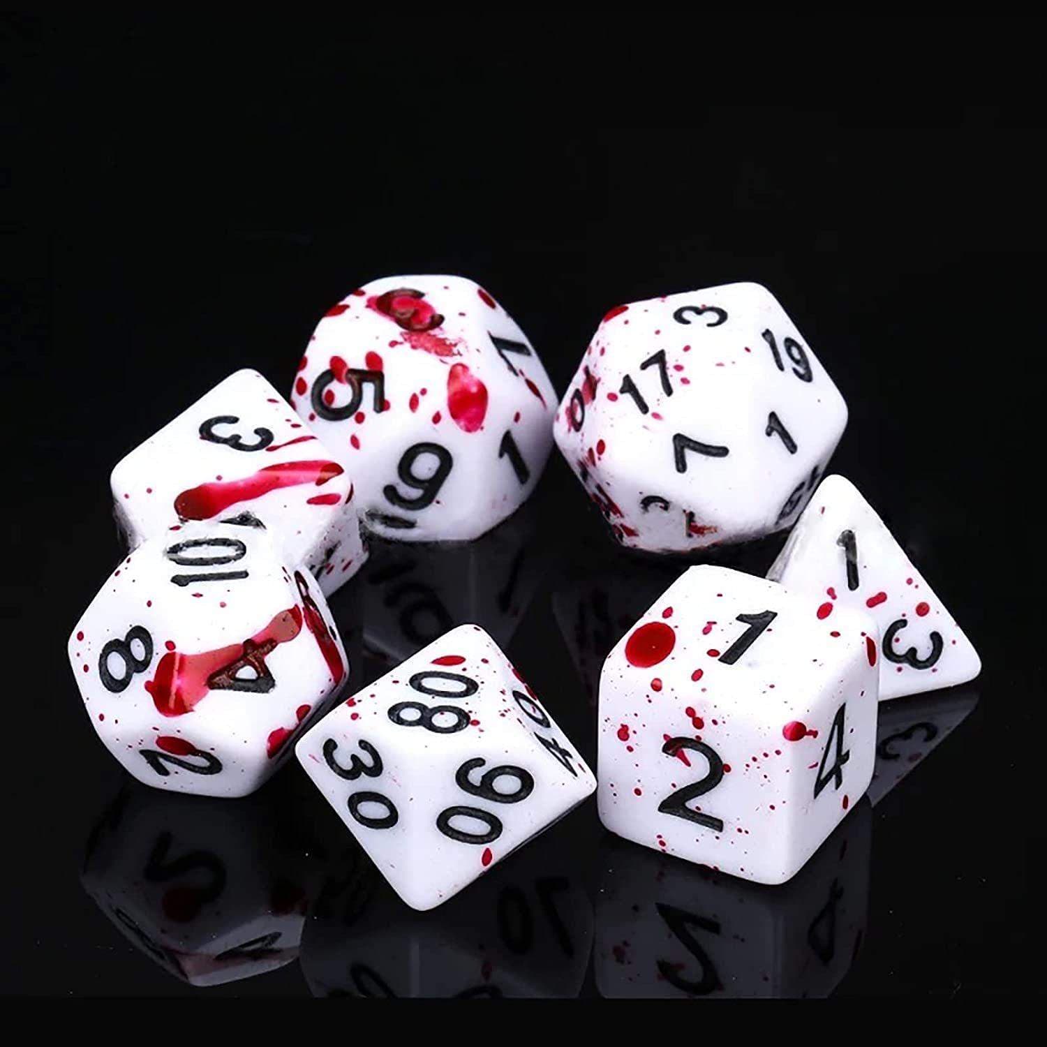 7x Tärningar till Dungeons & Dragons (DnD) - Vit/Röd