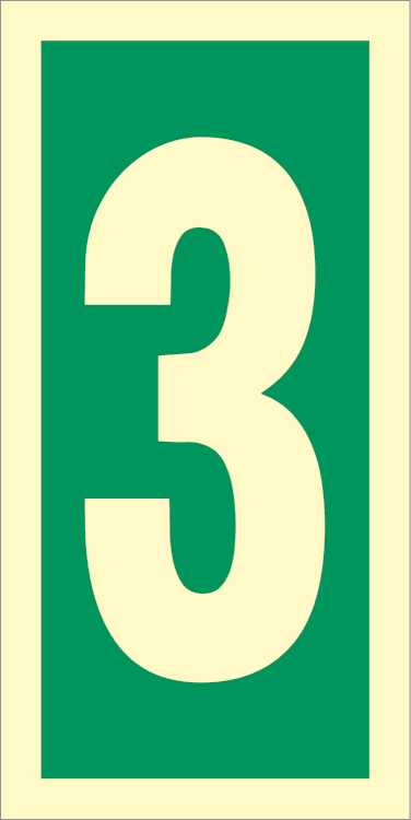 Number 3 IMO skylt - Efterlysande vinyl HI150 150 x 75 mm