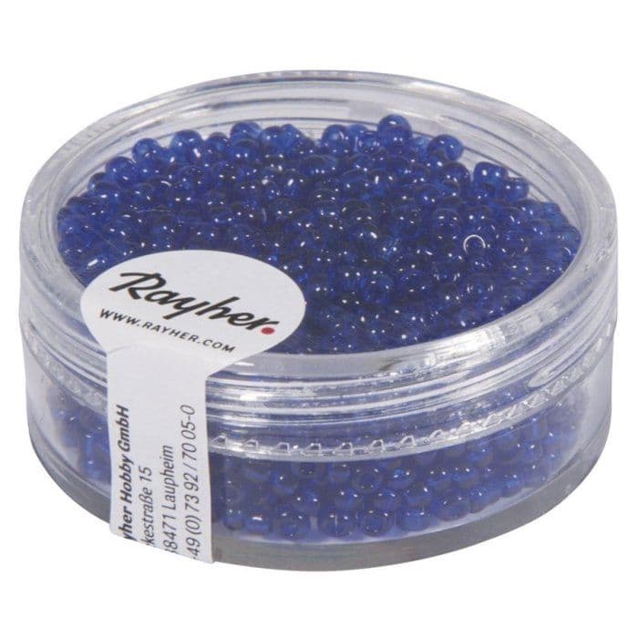 Rocailles, 2 mm ø, transparenta, mörkblå, låda 17g