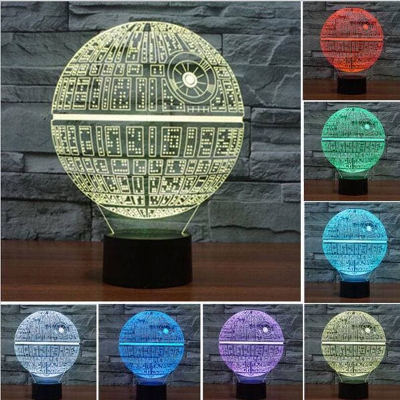Dekorativ Star Wars lampa med 3D-effekt och skiftande färg - Death Star view 2