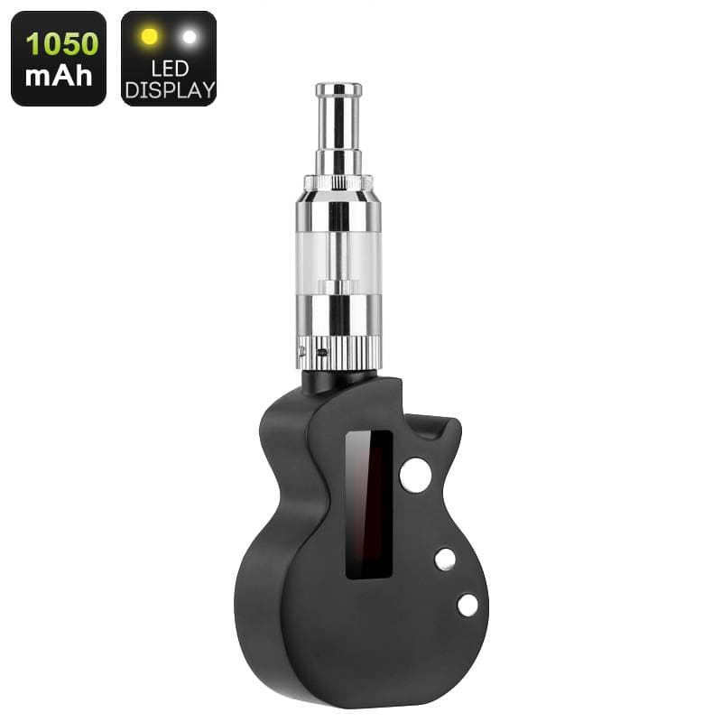 Gitarrformad Vape / E-cigarett, 1.0-2.0 ohm, 1050 mAh, 10W, LED-display (svart)