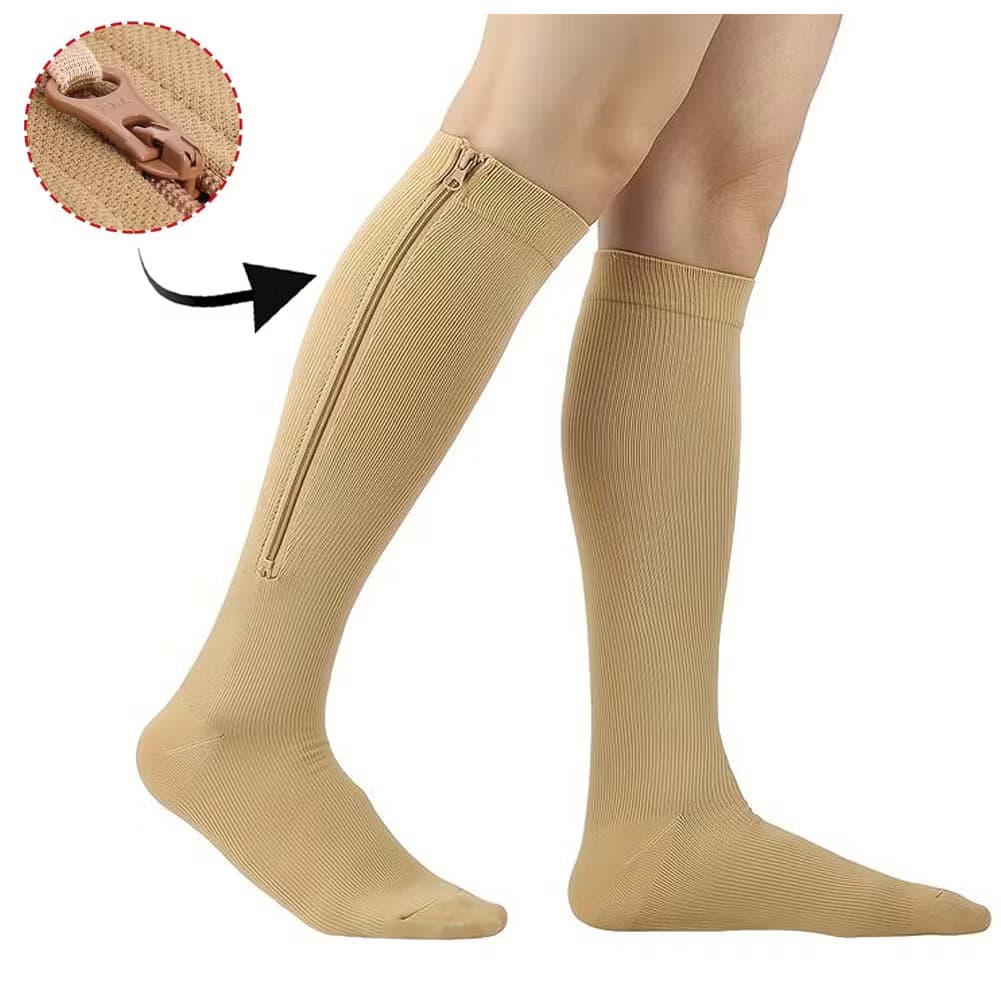 Stödstrumpor blixtlås (Beige)